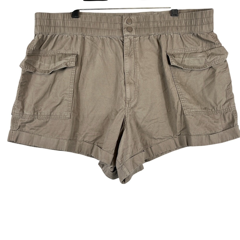Abercrombie Fitch Womens XL Cargo Shorts Elastic Waist Taupe Utility Casual